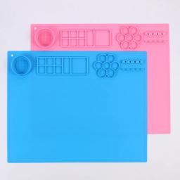 Tapete de pintura de silicone para crianças, artesanato almofadas com copo e pintura escova titular, paleta DIY, esteira artesanal - Image 2