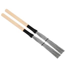 Tambor Sticks and Brush Set for Kids, Fio de percussão, Metal, Jazz, Snare, Cajon, Instrumento de limpeza, Acessórios Aço, Bastão de madeira - Image 5