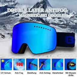 Óculos de esqui magnéticos com lente dupla de mudança rápida uv400 anti-nevoeiro óculos de esqui das mulheres dos homens montanhismo snowboard neve óculos - Image 6
