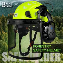 Segurança ventilada Hard Hats com viseira Bluetooth, orelha regalos, escudo facial, silvicultura, motosserra, trabalho em árvore, ao ar livre, ANSI Z89.1 - Image 2