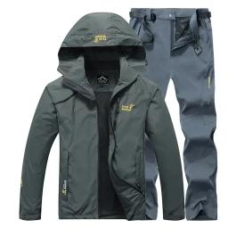 Windproof e impermeável jaqueta de pesca, Esportes ao ar livre, Terno de montanhismo respirável, Interchange Clothes Set - Image 5