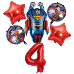6 pçs dc super-herói tema festa balões de ar conjunto superman 32 polegada número folha balão meninos decorações aniversário crianças festa suprimentos - Image 5