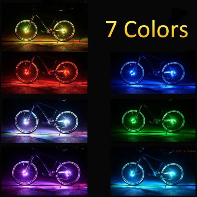 Luzes LED Recarregáveis e À Prova d'Água para Roda de Bicicleta com USB e Efeitos Coloridos