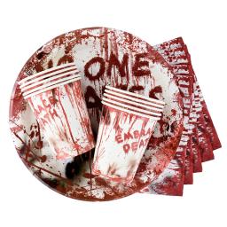 Louça descartável do horror, placas de papel ensanguentado, copos de guardanapos, decoração da festa do feliz halloween - Image 2