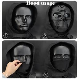 Máscara facial completa tática com capacete, capuz selvagem, Airsoft Paintball, CS Props, Cosplay, festa de Halloween - Image 6