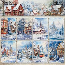 KLJUYP-Scrapbooking Papel Modelado, Pacote de Cartas Extravagantes, Papel Artesanal Leve, Casa de Inverno, Tamanho A5, 8 Folhas - Image 3