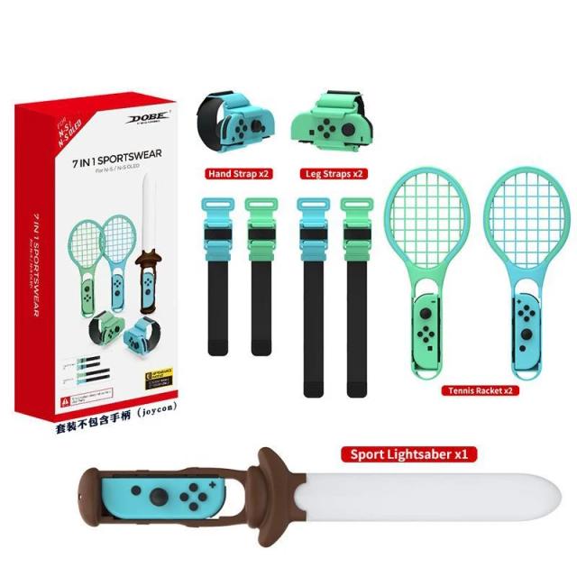 Raquete de Tênis Sports Game Set com Interruptor OLED, Badminton Somatosensory e Acessórios Iluminados