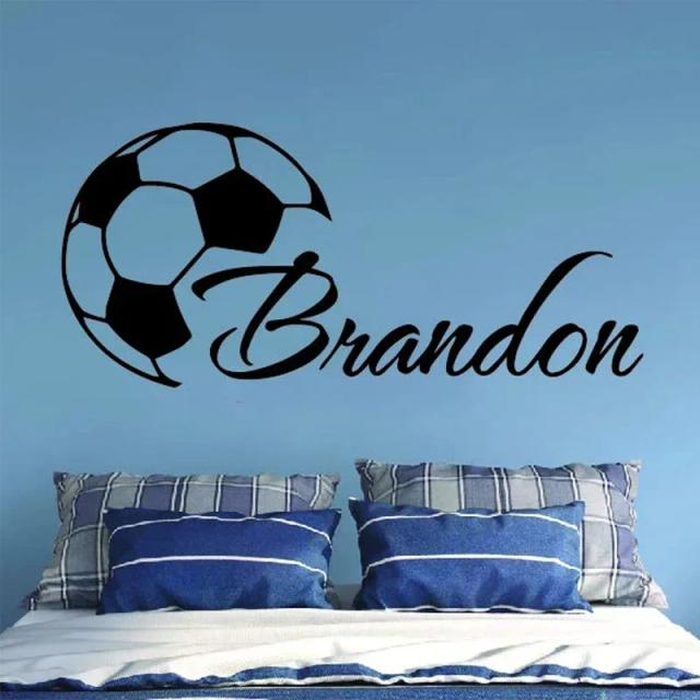 Bola de Futebol Personalizada com Nome para Meninos - Adesivo de Vinil e Murais para Quarto E944