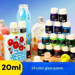 Pintura em Vidro Tinta Acrílica, Resistente ao Sol, Pigmento à Base de Água, Artigos de Arte, Pedra Cerâmica pintada à Mão, 20ml, 24 cores - Image 1