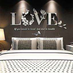 Amor letra impressa folha arte vinil decalques da parede, adesivo removível, decoração de casa, decoração do quarto, 3D, transporte rápido - Image 1
