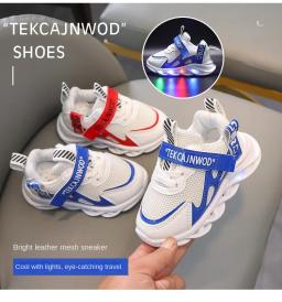 Crianças respirável casual tênis esportivos das crianças sapatos de luz brilhante para meninos tênis de luz brilhante das crianças novos sapatos de luz led - Image 6
