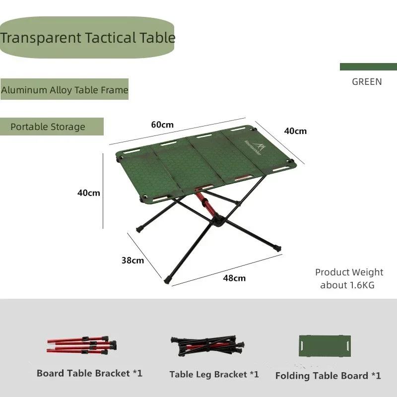 Mountainhiker leve acampamento ao ar livre liga de alumínio transparente mesa tática antiderrapante portátil touranist mini mesa dobrável - Image 1