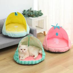 Cama para gato tenda suprimentos para animais de estimação acessórios filhote de cachorro pequeno cão cama esteira caverna kitty saco de dormir cesta móveis túnel canil - Image 1
