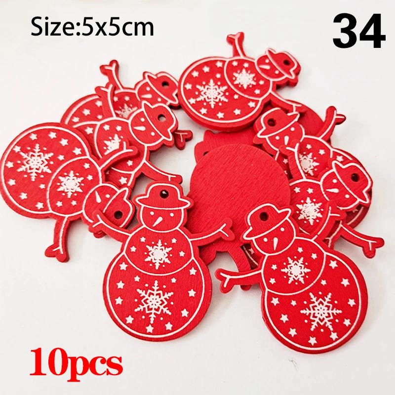 Árvore De Natal De Madeira Pendurado Ornamentos, Pingentes De Alce De Neve, Decoração De Festa De Casa, Decoração De Presente De Ano Novo, 10Pcs por Conjunto - Image 1