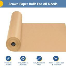 Rolo De Papel De Embrulho, Adequado Para Embalagem De Presente Embalagem Transporte Artesanato, Rolo De Papel Kraft Brown 30cm 11,8" - Image 2