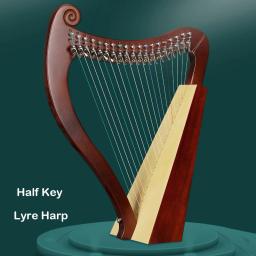 Meia chave mogno lira harpa, folheado de madeira maciça, instrumento musical, 19, 23, 26 cordas - Image 1