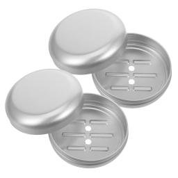 Caixa De Sabão De Metal Com Tampa, Prato Redondo, Suporte De Drenagem, Recipiente De Banheiro De Alumínio, Caso De Viagem, 2 Pcs - Image 3