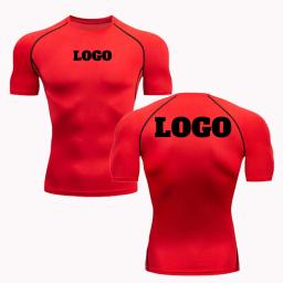 Camisas de compressão personalizadas com seu próprio logotipo para homens, camiseta esportiva, impressa, personalizada, corrida, treino, academia, secagem rápida, 2021 - Image 1