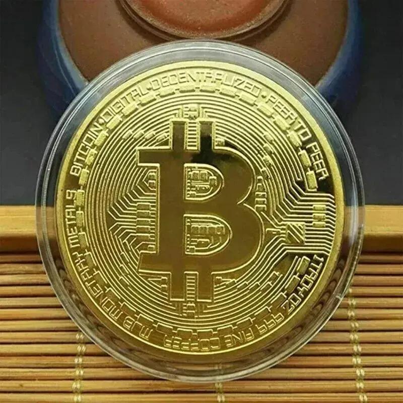 Banhado a ouro Bitcoin Coin Collectible Art Collection, Física Comemorativa, Casascius Metal, Imitação Antiga, Happy Birthday Gift - Image 1