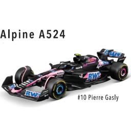 Novo 2024 bburago f1 1:43 bwt alpine a524 duas cores azul rosa liga modelo fundido # 10 # Presente de brinquedos modelo de carro de fórmula 31 - Image 3