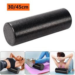 Eixo de espuma epp sólido yoga pólo fitness relaxamento muscular rolo massagem vara brilhante preto rolo yoga bloco 30/45cm - Image 1