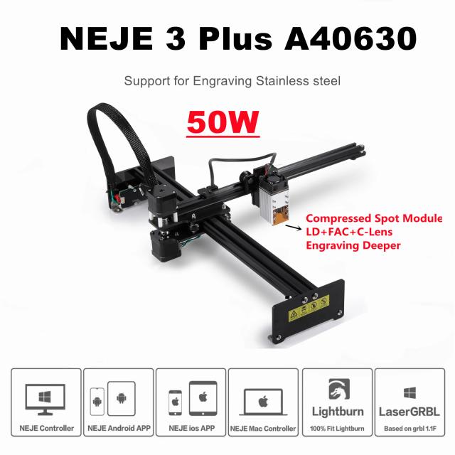Cortador e Gravador a Laser NEJE 3 Plus Sem Fio: Ideal para Madeira, Aço Inoxidável e Impressão em Metal com Controle por App