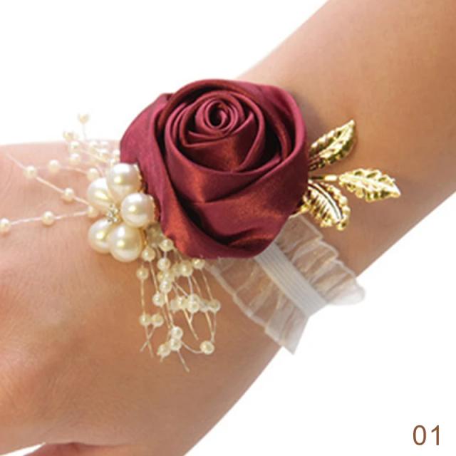 Pulseira de Pérola Rosa com Flores para Dama de Honra - Acessório Nupcial Elegante para Casamento