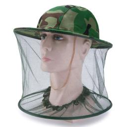 Camuflagem masculina boné de pesca caça abelha mantendo malha chapéu insetos prevenção mosquito pescoço cabeça capa - Image 3