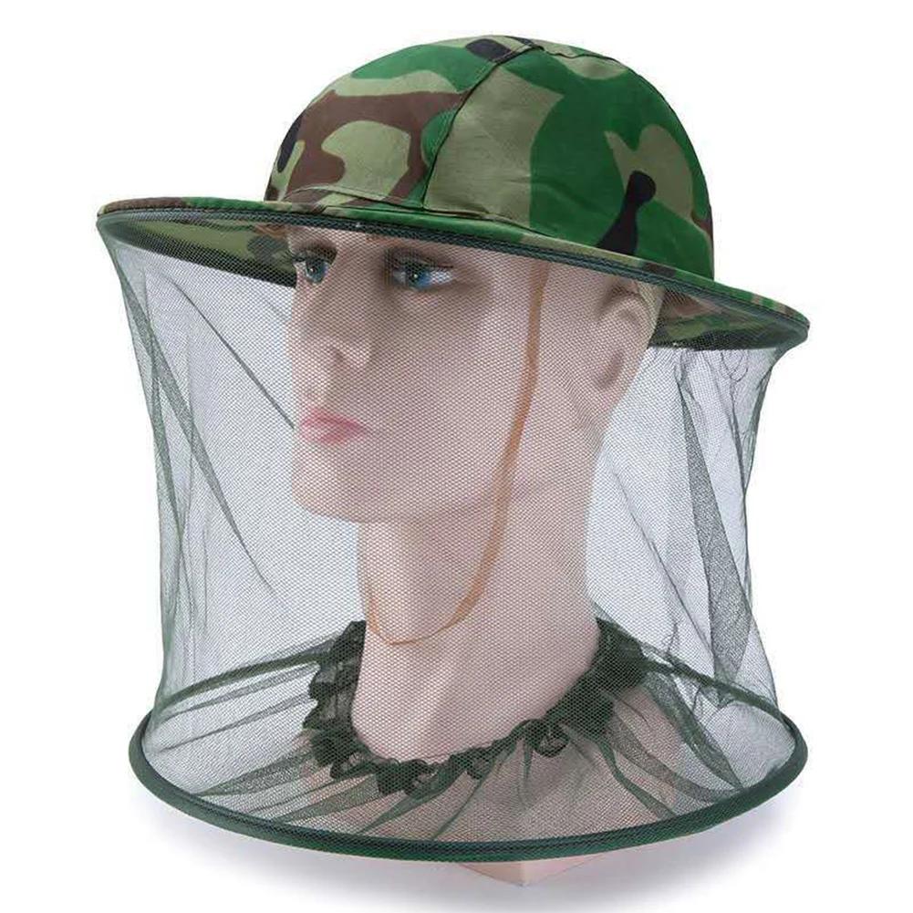 Camuflagem masculina boné de pesca caça abelha mantendo malha chapéu insetos prevenção mosquito pescoço cabeça capa - Image 1