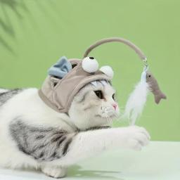 Penas resistentes à mordida para gatos e gatinhos, brinquedos, suprimentos, suprimentos, chapéus, capas de cabeça, hastes longas - Image 1