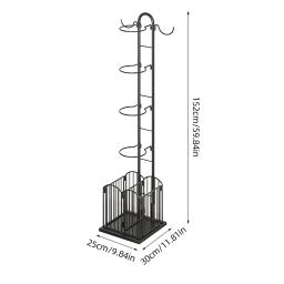 Sports Ball Storage Rack com cesta, Organizador de equipamentos esportivos, 2 ganchos, Organizador de garagem e armazenamento - Image 6