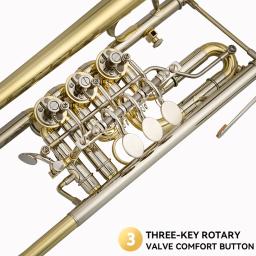 Trompete rotativo de latão com caixa, bocal plano, laca de níquel, prateado, instrumentos musicais, em B - Image 3
