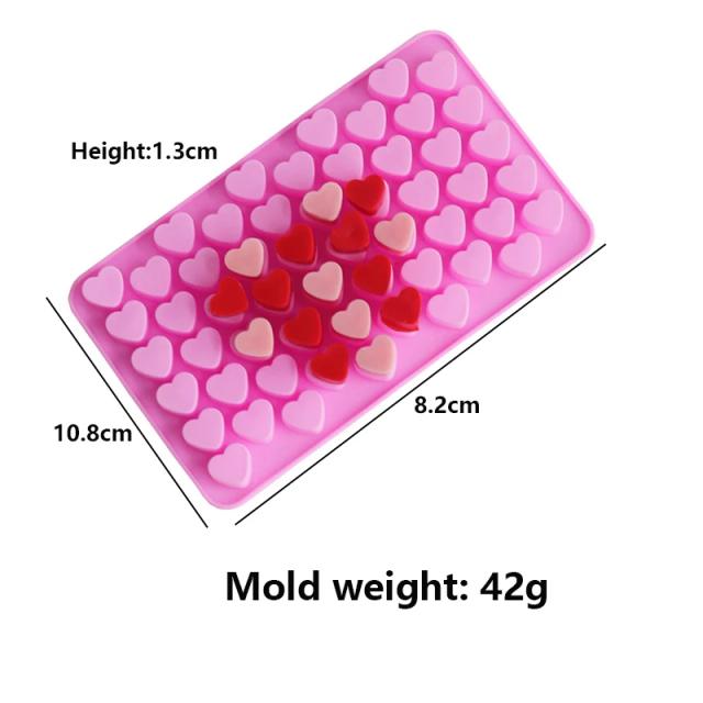 Molde de Silicone em Forma de Coração com 55 Compartimentos para Pequenos Bolos, Chocolates e Gelo - Ideal para DIY e Segurança Alimentar na Cozinha