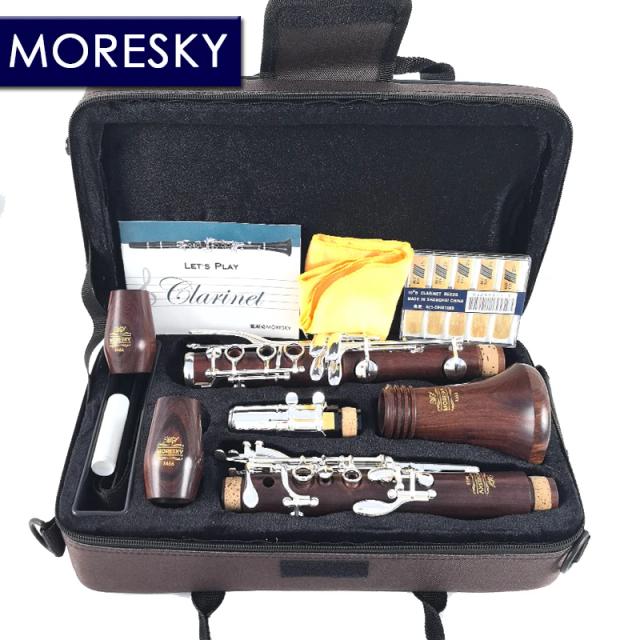 MORESKY Clarinete Bb Mopane Prata 17 Teclas Sib Klarnet M66