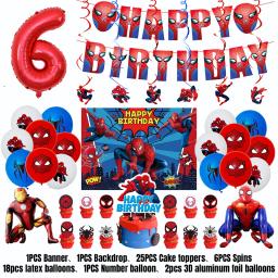 Spiderman Aniversário Decoração Set para Crianças, Fontes Do Partido, Kit De Louça, Banner, Toalha De Mesa, Contexto, Óculos, Balões - Image 2