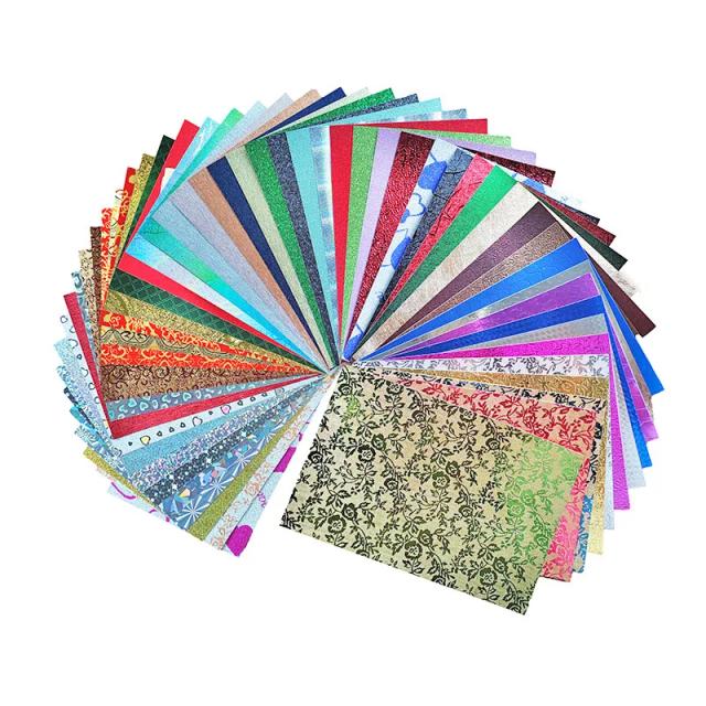 Pacote de 50 Folhas de Papel Holográfico Brilhante com Padrões Sortidos para Scrapbooking e Artesanato