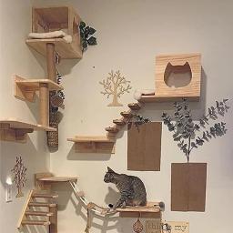 Rede De Parede Para Gatos, Arranhador, Móveis De Madeira, Escadas De Escada, Dormir E Brincar, Escalada De Gato - Image 1