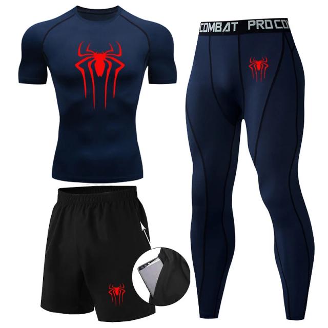 Terno de Compressão Térmica Masculino 3 Peças: Calças Long Johns Ideais para Corrida e Exercícios no Inverno
