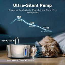 Fonte de água de aço inoxidável para vários animais, distribuidor automático para cães e gatos, 135oz, 4L - Image 4