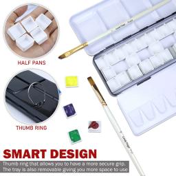 Médio Vazio Paleta Aquarela com Meia Panelas, Mistura De Metal Caixa De Lata Para Óleo Acrílico, DIY Viagem Arte Suprimentos, 37PCs - Image 3