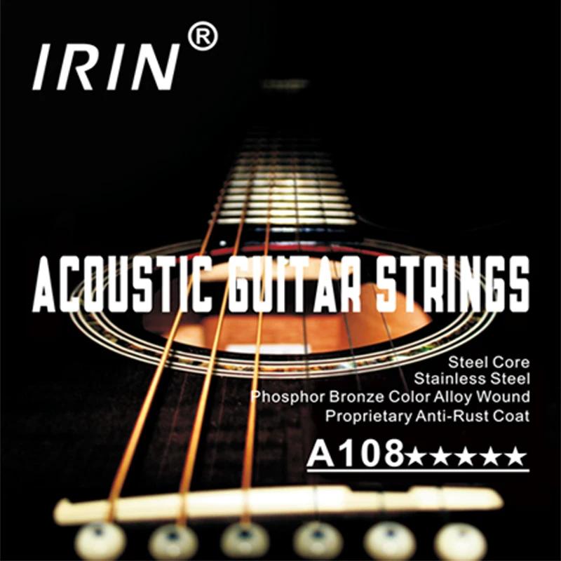 IRIN-Fio de aço inoxidável Cordas de guitarra acústica, liga de cobre ferida, cordas de guitarra popular, acessórios para guitarra, 6pcs por conjunto - Image 1