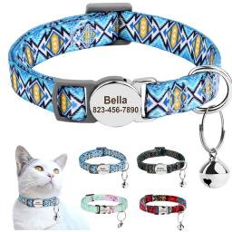 Coleira de nylon personalizada com sino para animais de estimação, coleiras anti-perdidas, colar personalizado, coleiras de cachorro e gato, presente para cães e gatos pequenos - Image 1