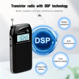 RETEKESS-Mini Rádio de Bolso com Display Retroiluminado para Idosos, Receptor MP3 Portátil, Estéreo Digital, Apoio Cartão TF, FM, AM, PR12 - Image 3