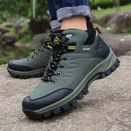 Botas de couro impermeáveis para homens, tênis antiderrapantes, sapatos de caminhada, trekking, trabalho, ao ar livre, escalada, neve, inverno, marca - Image 6