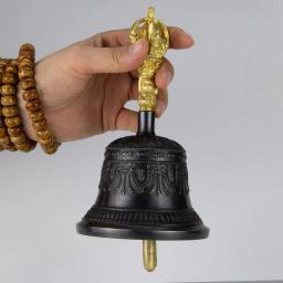 Ouro preto latão tibetano sinos sinos dorje vajra artesanal yoga meditação sino budista vintage mão sinos instrumento de música - Image 2