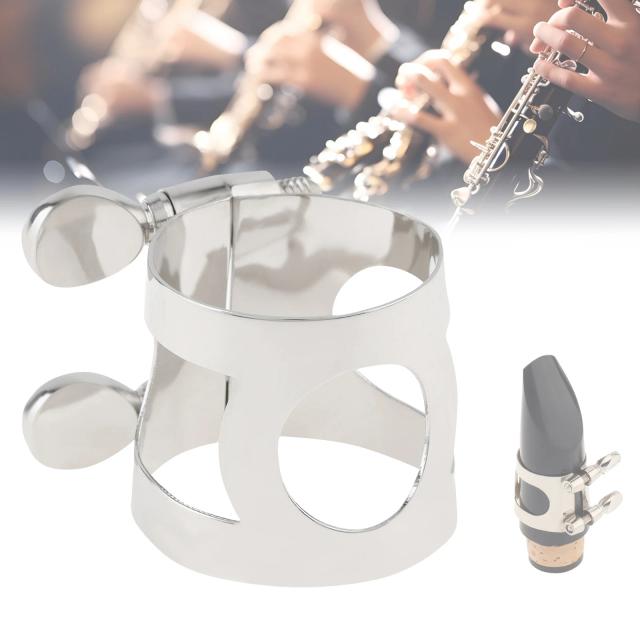 Chapeamento em Níquel de Cobre e Prata para Ligadura de Clarinete Bocal com Parafusos Ajustáveis - Peça de Substituição para Clarinete Plano B