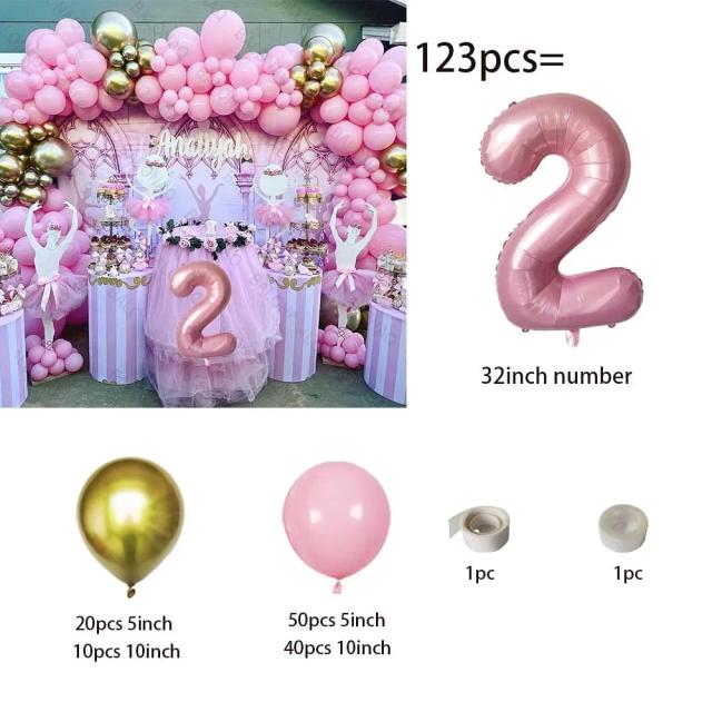 Balões Temáticos de Ballet para Festa de Aniversário Rosa e Ouro - 123 Peças para Meninas Princesas