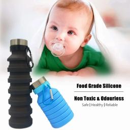 550ml portátil dobrável garrafa de água bpa livre à prova de vazamento silicone reusável acampamento ao ar livre dobrável esporte garrafas de água - Image 5