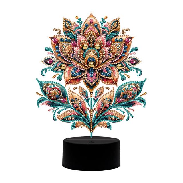 Pintura em Acrílico Diamante com Lâmpada LED: Luz Noturna Temática de Flores, Esquilos, Gatos, Borboletas, Ursos e Cavalos