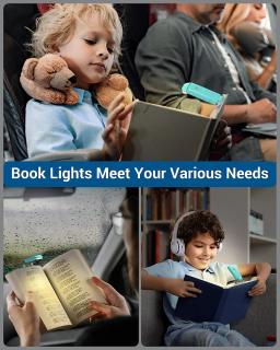 Lâmpada de leitura recarregável do livro, LED Clip on Book Lights, Brilho de bloqueio de luz azul brilhante, ajustável para Eye Care - Image 6